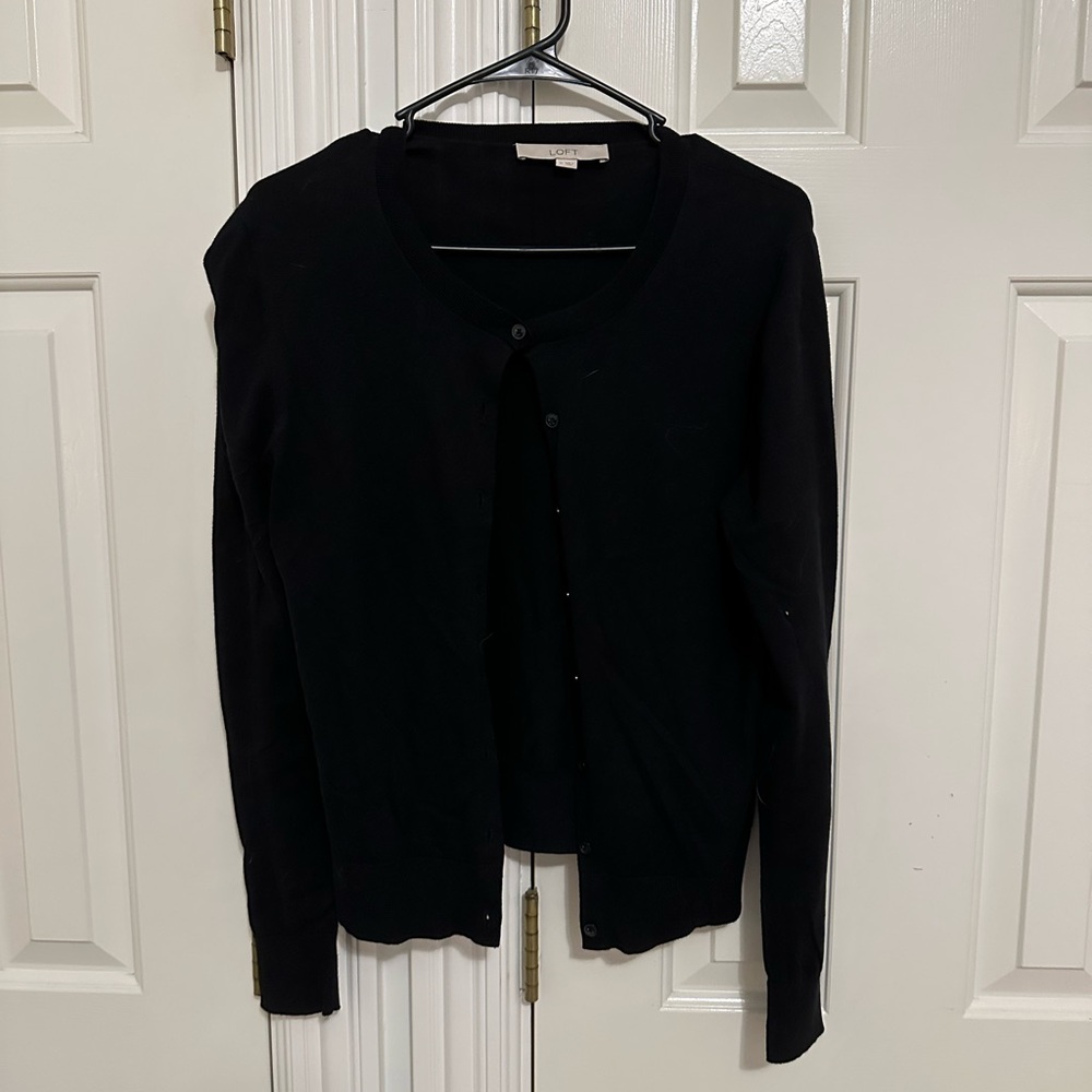 LOFT Black Women's Button Up Sweater